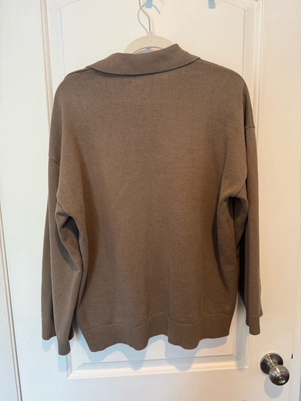 Free People Brown V-Neck Button-Front Collared Sweater skirt set - Picture 2 of 4